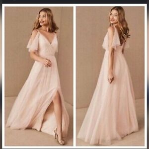 NWT Jenny Yoo Aeryn Pastel Blush Pink Tulle Overlay Flowy Formal Bridal Dress